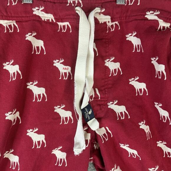 Abercrombie Fitch Shorts Men's Small Moose Pattern Red Sweat Streetwear - Picture 6 of 8
